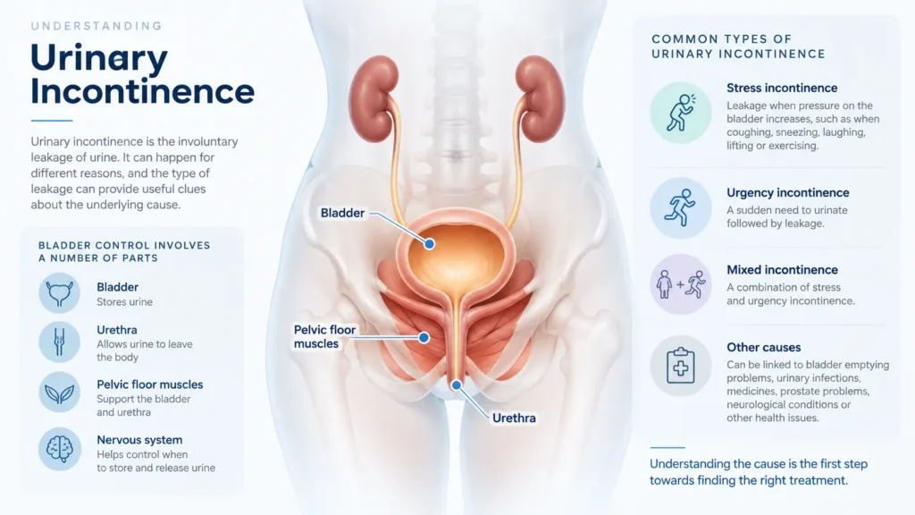 incontinence direct Wigan infographic on urinary incontinence symptoms reasons and treatment options