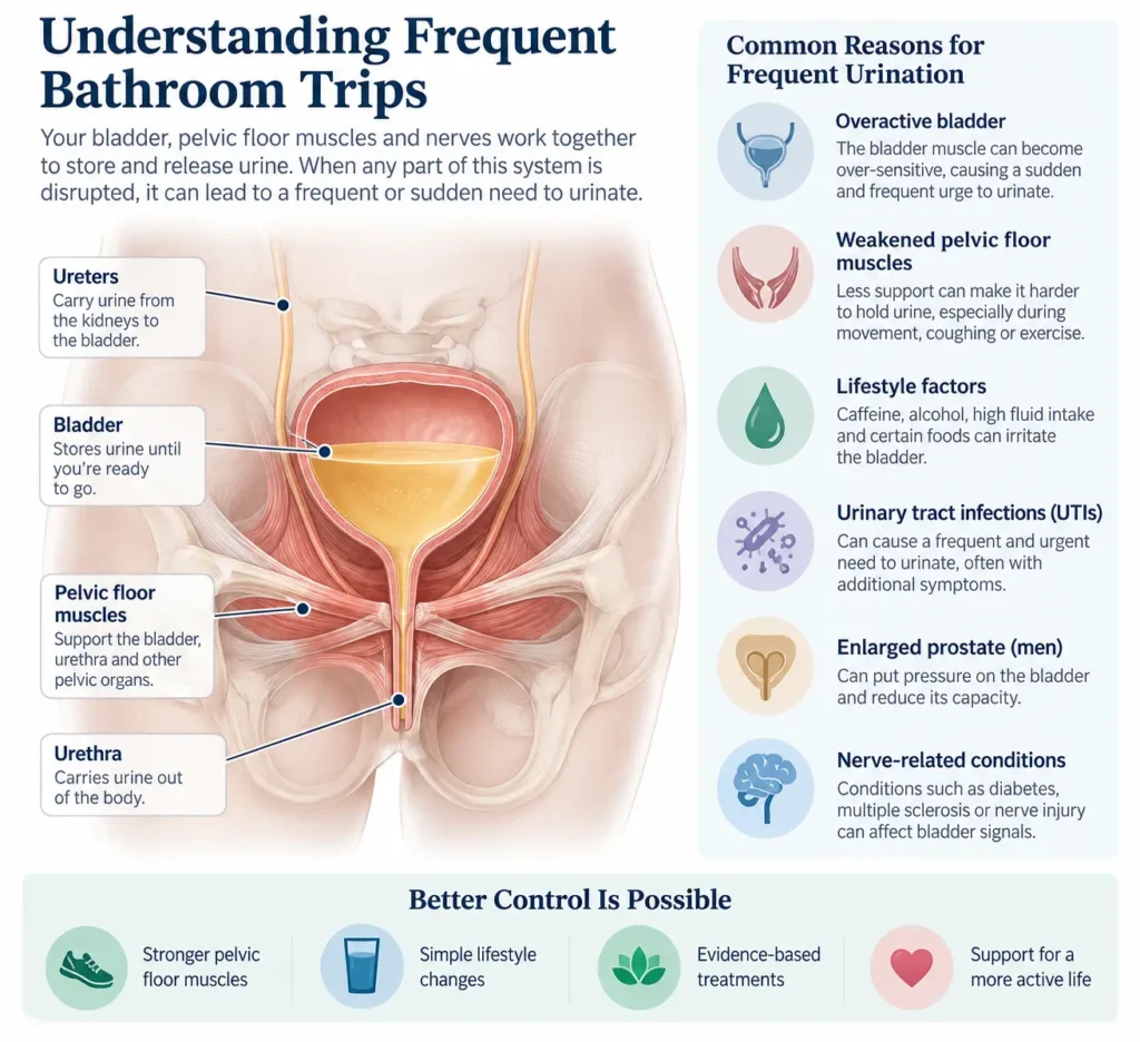 urinary incontinence symptoms and treatment options guide detailed infographics by incontinence direct Wigan